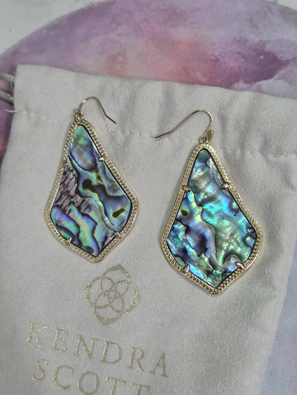 Kendra Scott Abalone Iridescent Blue-Green Earrings